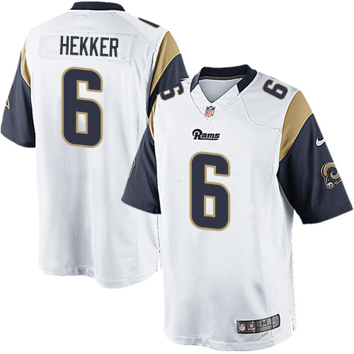 Men's Limited Johnny Hekker Nike Jersey White Road - #6 NFL Los Angeles Rams